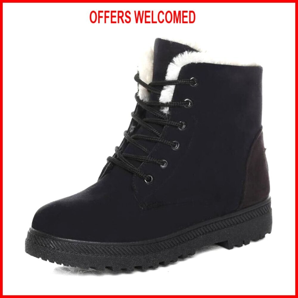Women's Snow Boots Fur Lined Non Slip Ankle Platform Winter Outdoor